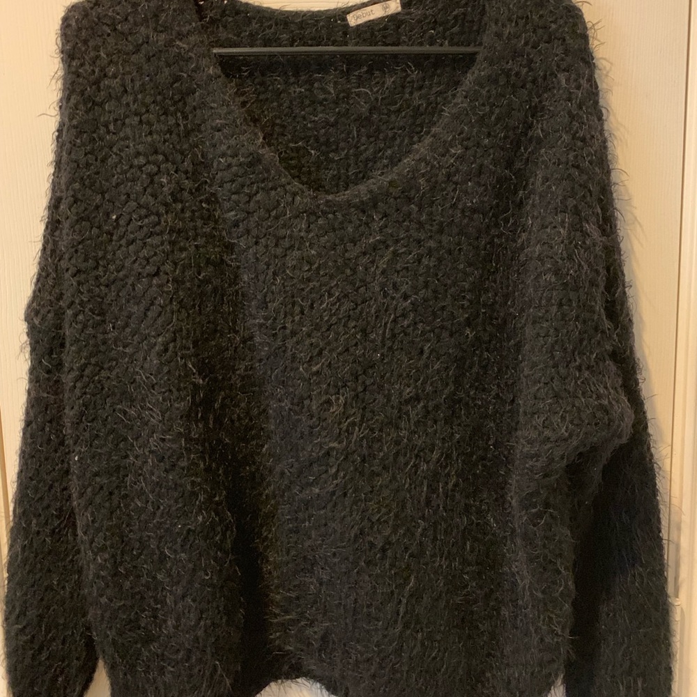 Oversized black fuzzy sweater